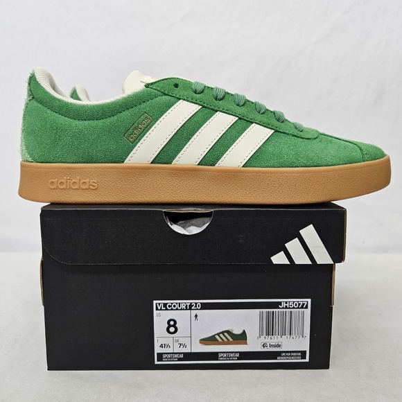 Adidas VL Court 2.0 Casual Sneakers JH5077 Green Suede Gum Sole Men Size 8 - Picture 3 of 13